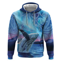 New Zealand Matariki Humpback Whale Zip Hoodie Paikea Maori New Year Blue Galaxy