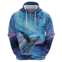 New Zealand Matariki Humpback Whale Zip Hoodie Paikea Maori New Year Blue Galaxy