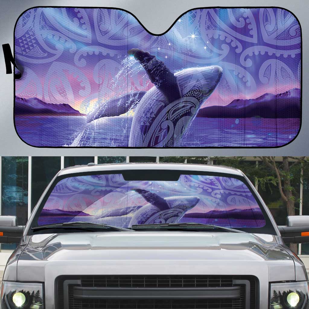 New Zealand Matariki Humpback Whale Auto Sun Shade Paikea Maori New Year Purple Galaxy