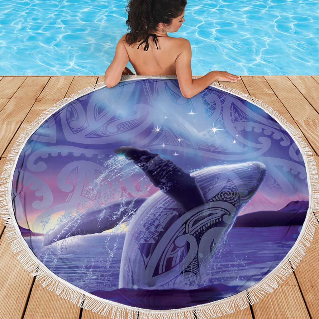 New Zealand Matariki Humpback Whale Beach Blanket Paikea Maori New Year Purple Galaxy