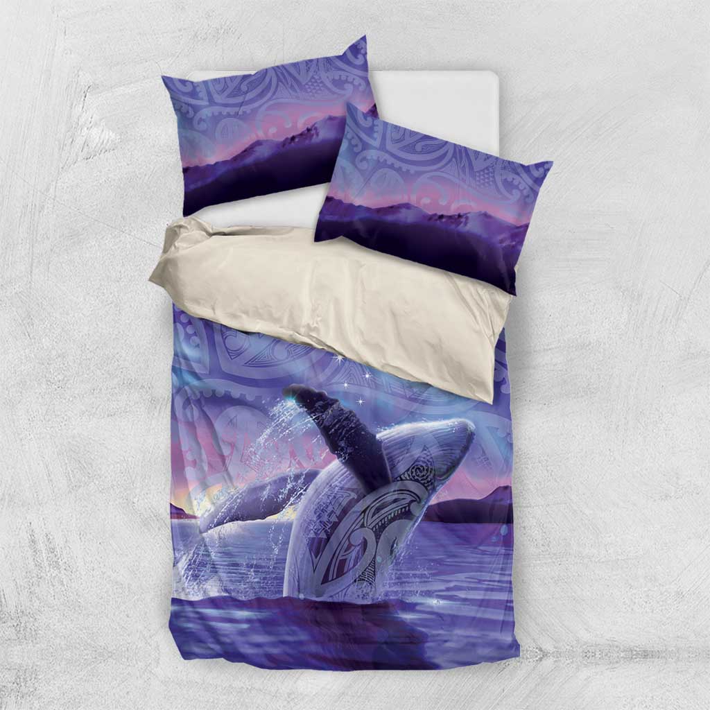 New Zealand Matariki Humpback Whale Bedding Set Paikea Maori New Year Purple Galaxy LT14 US Twin 172cm x 218cm Purple - Polynesian Pride