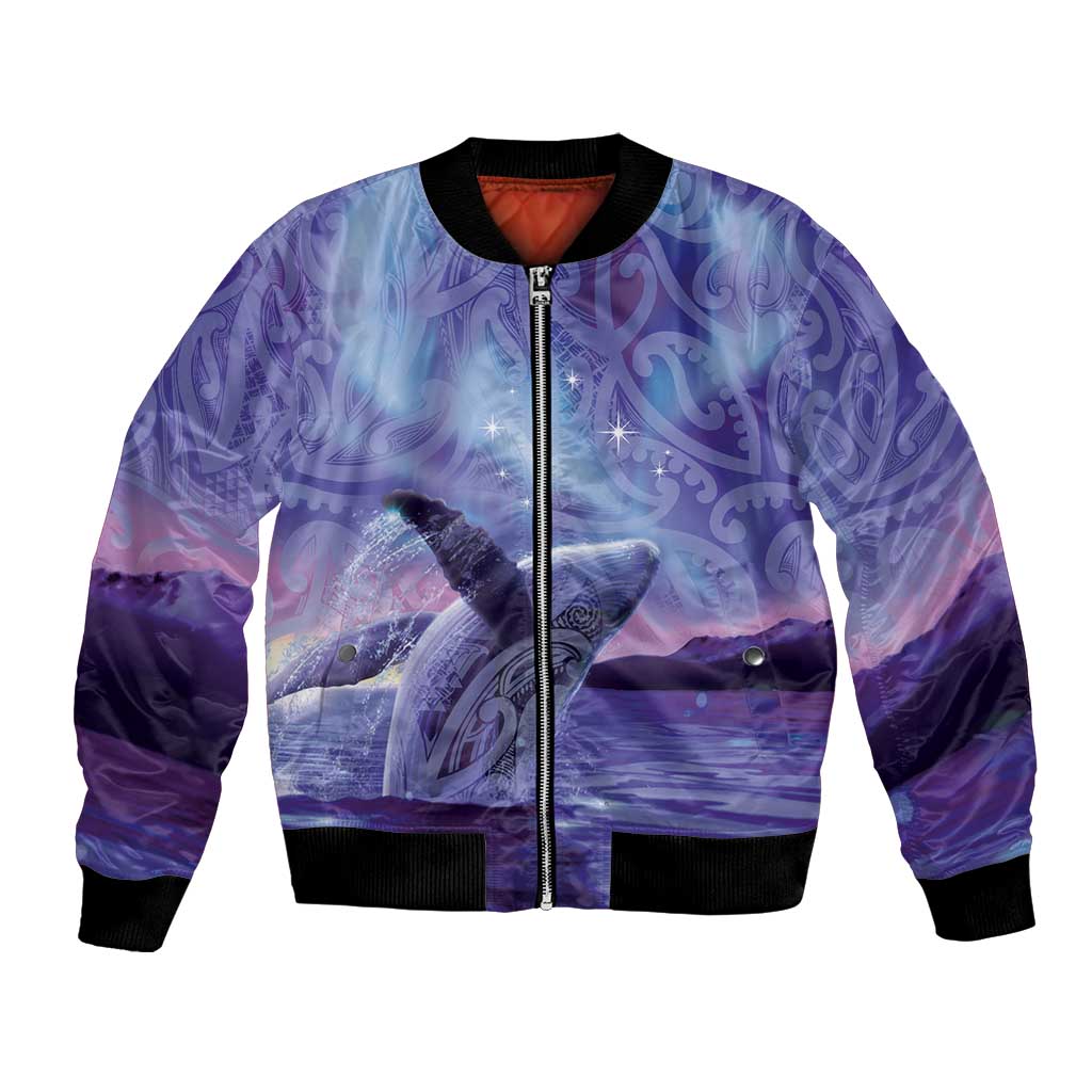 New Zealand Matariki Humpback Whale Bomber Jacket Paikea Maori New Year Purple Galaxy LT14 Unisex Purple - Polynesian Pride