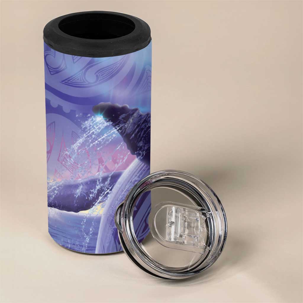 New Zealand Matariki Humpback Whale 4 in 1 Can Cooler Tumbler Paikea Maori New Year Purple Galaxy