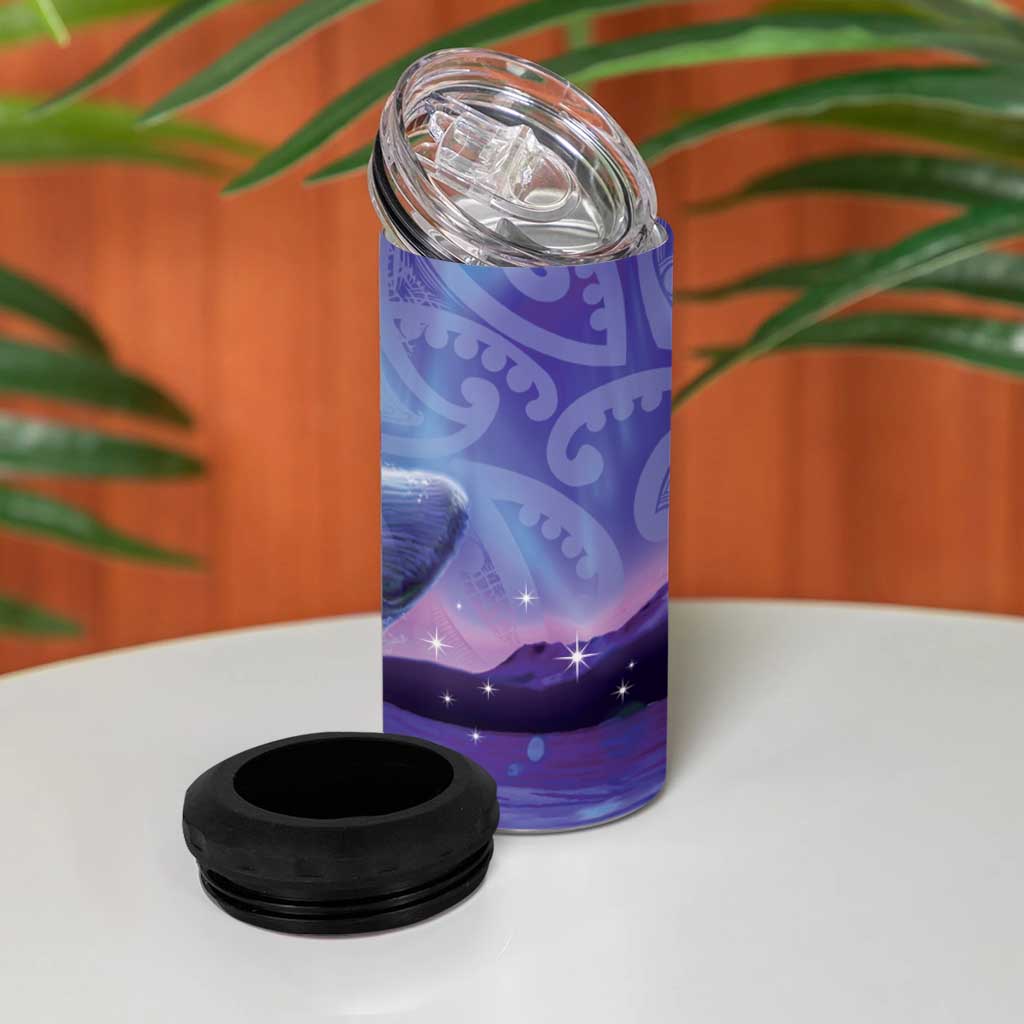 New Zealand Matariki Humpback Whale 4 in 1 Can Cooler Tumbler Paikea Maori New Year Purple Galaxy