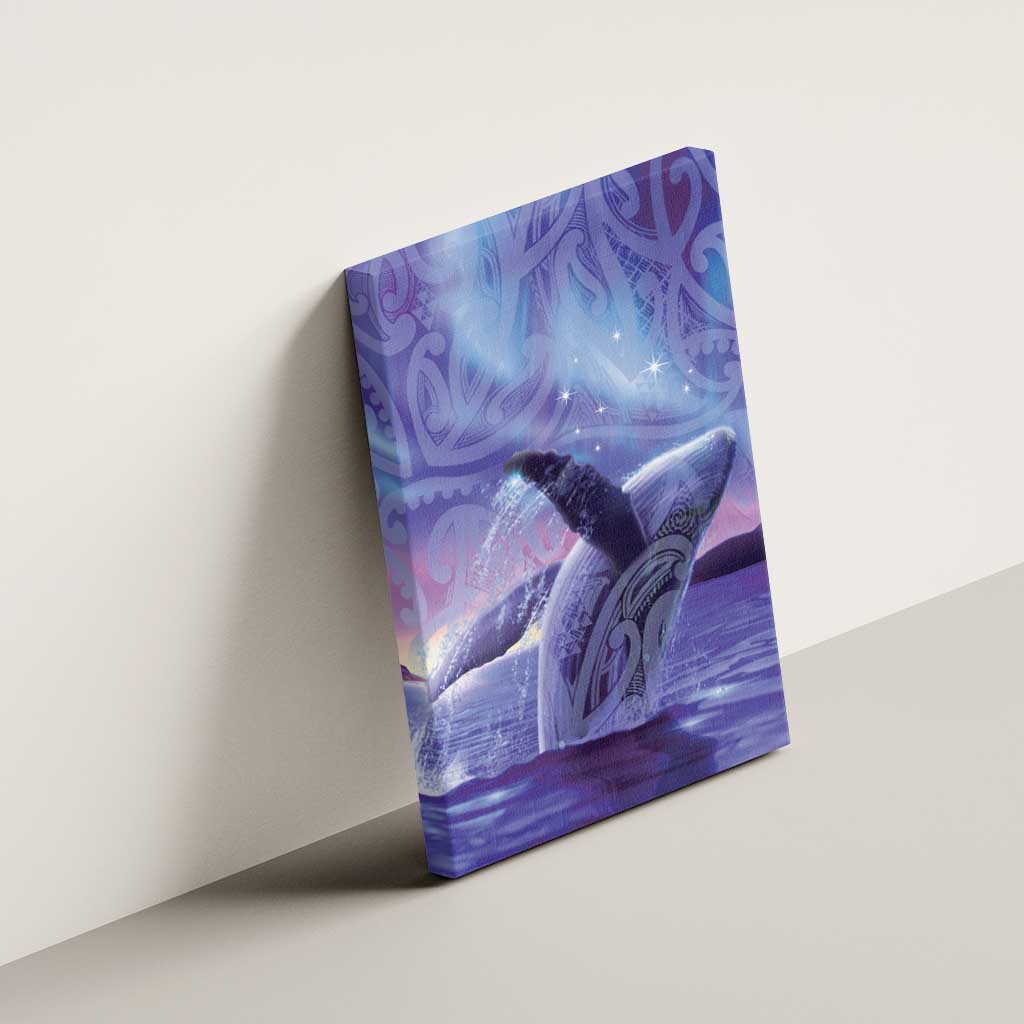 New Zealand Matariki Humpback Whale Canvas Wall Art Paikea Maori New Year Purple Galaxy