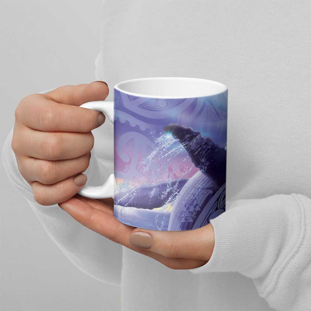 New Zealand Matariki Humpback Whale Ceramic Mug Paikea Maori New Year Purple Galaxy