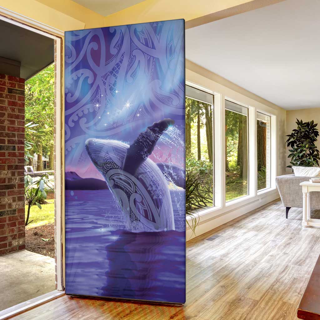 New Zealand Matariki Humpback Whale Door Cover Paikea Maori New Year Purple Galaxy