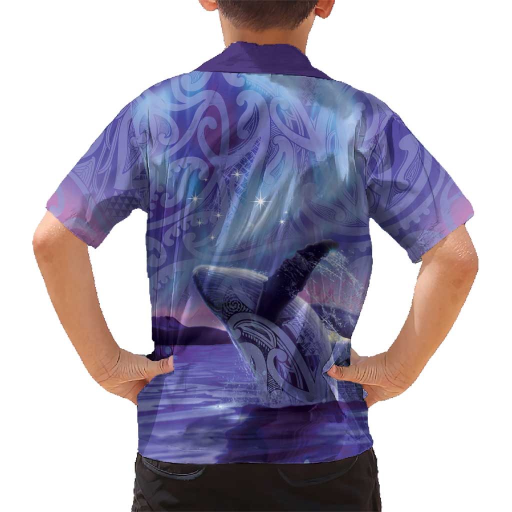 New Zealand Matariki Humpback Whale Family Matching Mermaid Dress and Hawaiian Shirt Paikea Maori New Year Purple Galaxy LT14 - Polynesian Pride