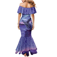 New Zealand Matariki Humpback Whale Family Matching Mermaid Dress and Hawaiian Shirt Paikea Maori New Year Purple Galaxy LT14 - Polynesian Pride