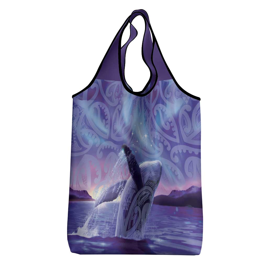 New Zealand Matariki Humpback Whale Grocery Bag Paikea Maori New Year Purple Galaxy