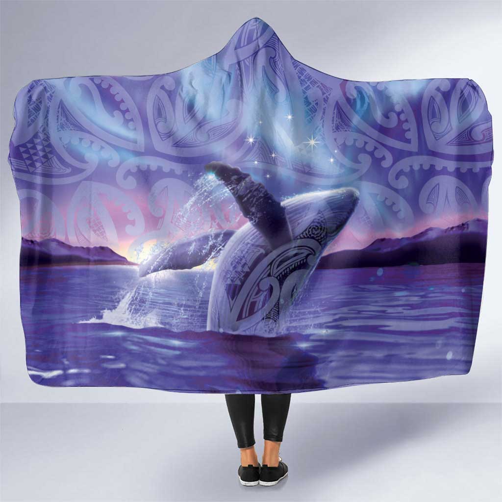 New Zealand Matariki Humpback Whale Hooded Blanket Paikea Maori New Year Purple Galaxy