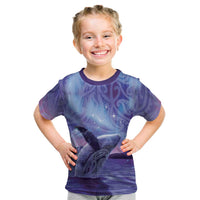 New Zealand Matariki Humpback Whale Kid T Shirt Paikea Maori New Year Purple Galaxy