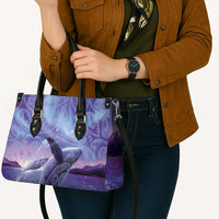 New Zealand Matariki Humpback Whale Leather Bag Paikea Maori New Year Purple Galaxy