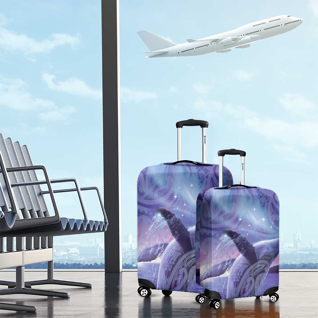 New Zealand Matariki Humpback Whale Luggage Cover Paikea Maori New Year Purple Galaxy