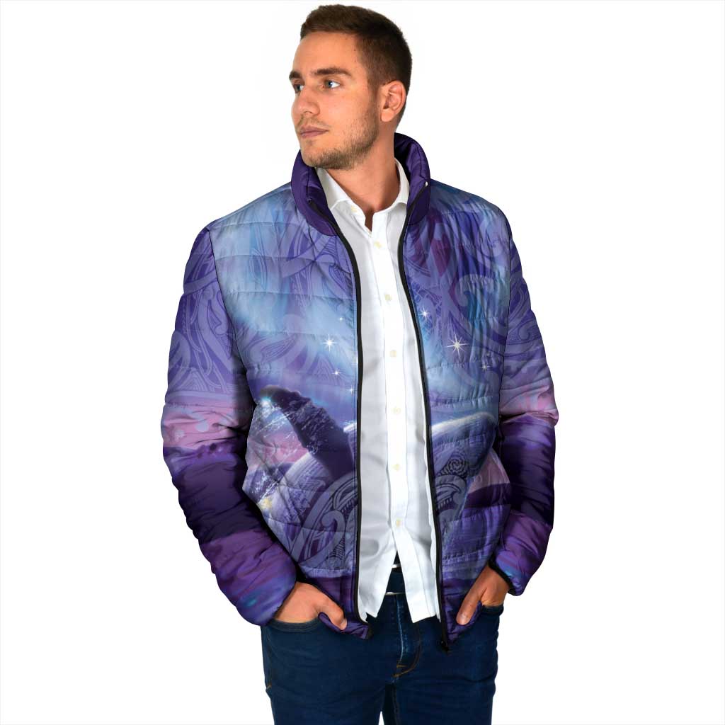 New Zealand Matariki Humpback Whale Padded Jacket Paikea Maori New Year Purple Galaxy