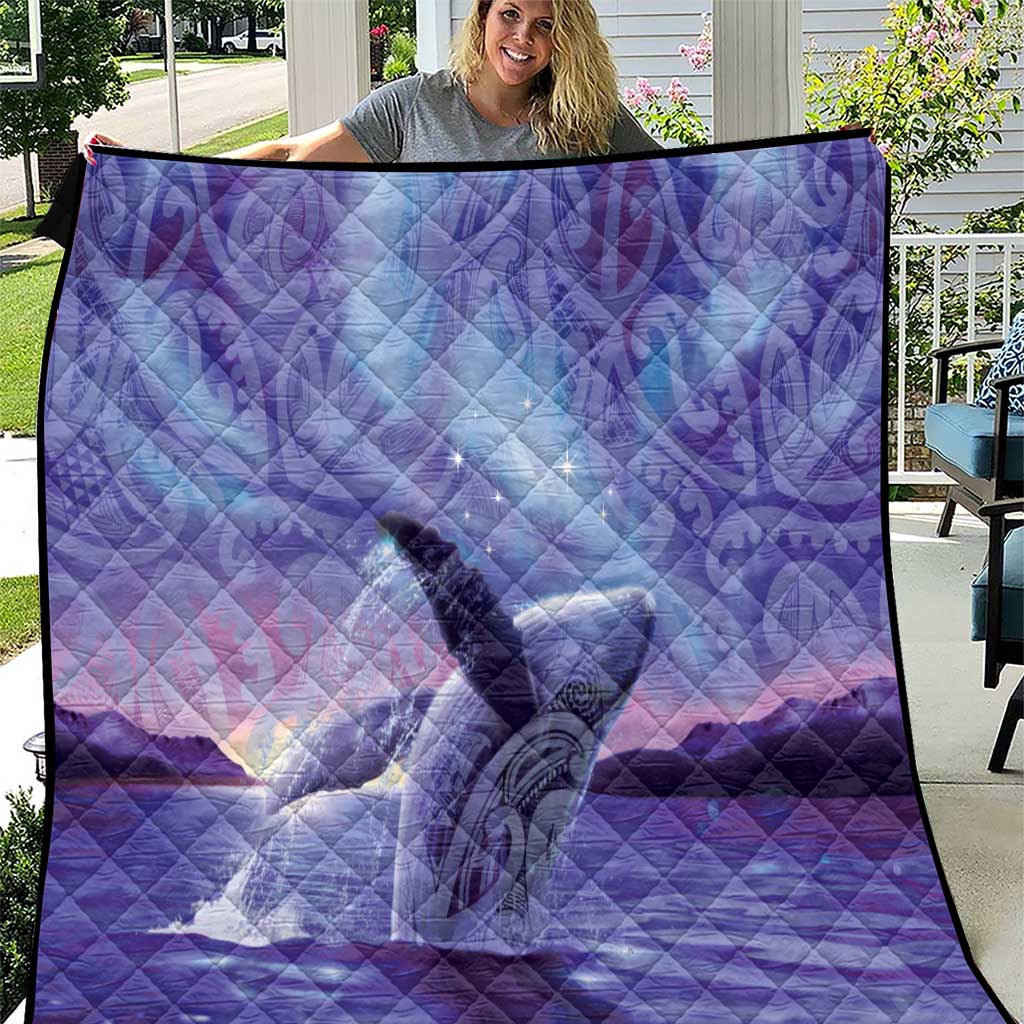 New Zealand Matariki Humpback Whale Quilt Paikea Maori New Year Purple Galaxy LT14 Purple - Polynesian Pride