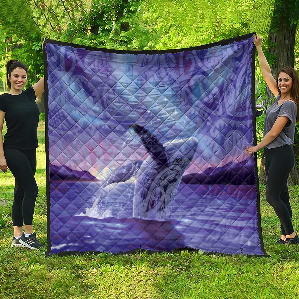 New Zealand Matariki Humpback Whale Quilt Paikea Maori New Year Purple Galaxy LT14 - Polynesian Pride