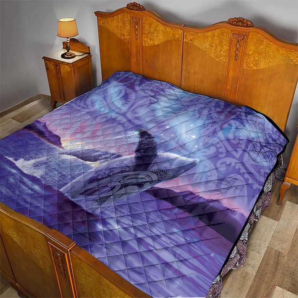 New Zealand Matariki Humpback Whale Quilt Paikea Maori New Year Purple Galaxy LT14 - Polynesian Pride