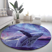 New Zealand Matariki Humpback Whale Round Carpet Paikea Maori New Year Purple Galaxy