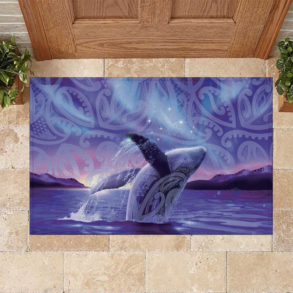 New Zealand Matariki Humpback Whale Rubber Doormat Paikea Maori New Year Purple Galaxy