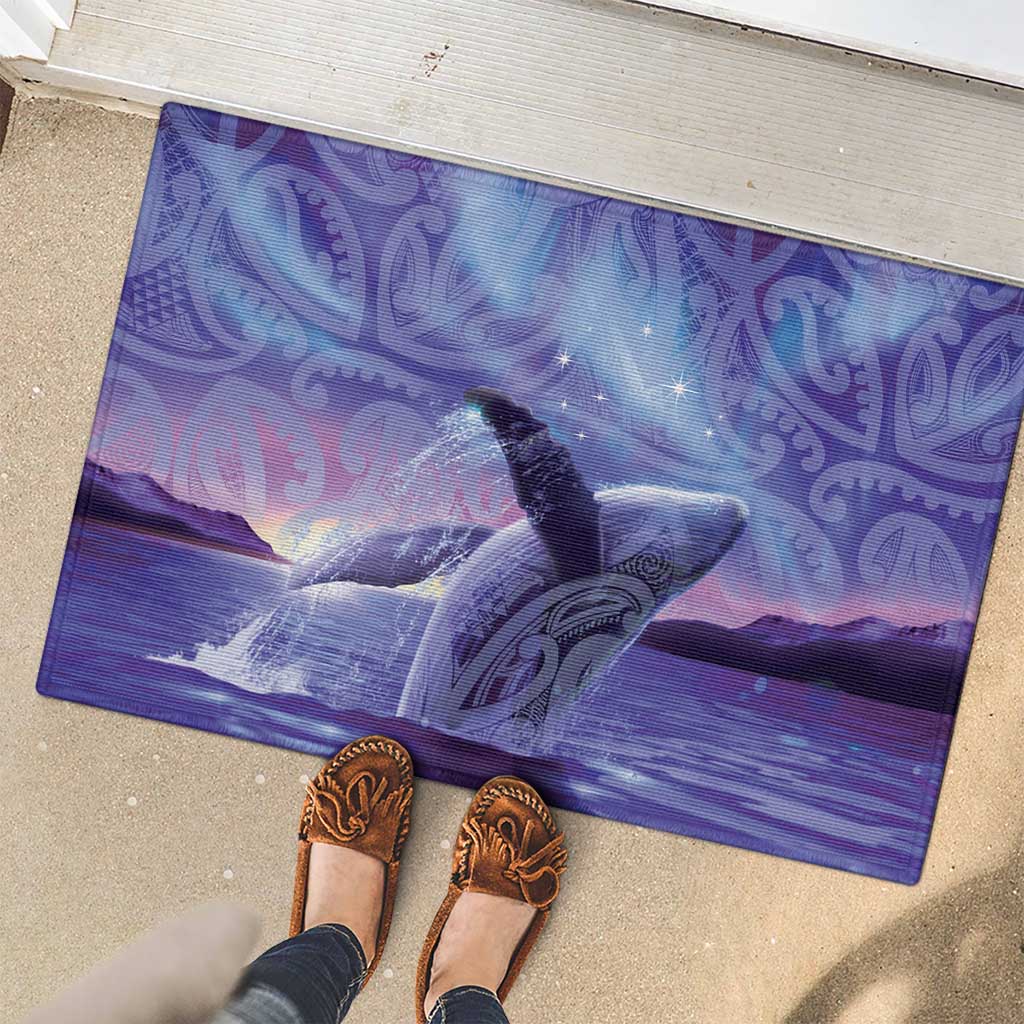 New Zealand Matariki Humpback Whale Rubber Doormat Paikea Maori New Year Purple Galaxy
