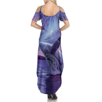 New Zealand Matariki Humpback Whale Summer Maxi Dress Paikea Maori New Year Purple Galaxy