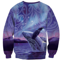 New Zealand Matariki Humpback Whale Sweatshirt Paikea Maori New Year Purple Galaxy