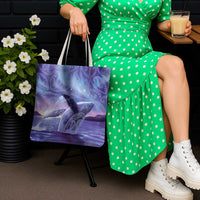 New Zealand Matariki Humpback Whale Tote Bag Paikea Maori New Year Purple Galaxy
