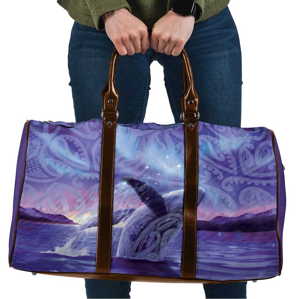 New Zealand Matariki Humpback Whale Travel Bag Paikea Maori New Year Purple Galaxy