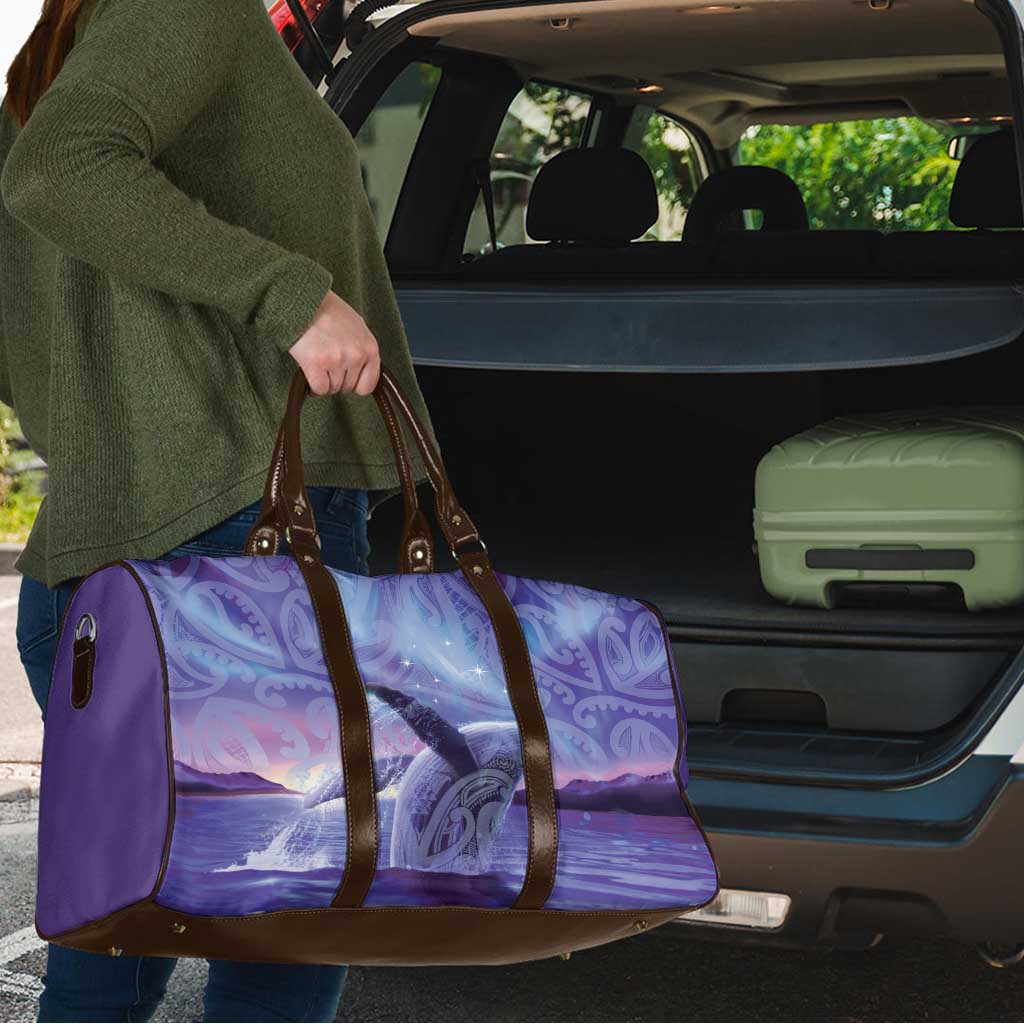 New Zealand Matariki Humpback Whale Travel Bag Paikea Maori New Year Purple Galaxy