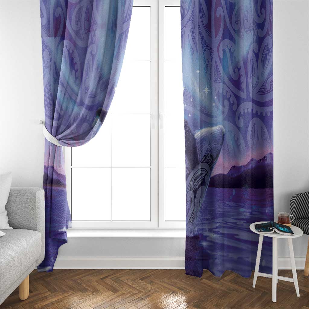 New Zealand Matariki Humpback Whale Window Curtain Paikea Maori New Year Purple Galaxy