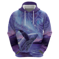 New Zealand Matariki Humpback Whale Zip Hoodie Paikea Maori New Year Purple Galaxy
