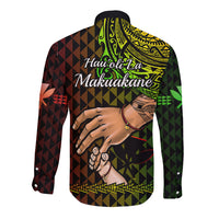 Polynesian Pride Father Day Hawaii Long Sleeve Button Shirt Kanaka Kakau Hauoli La Makuakane LT14 - Polynesian Pride