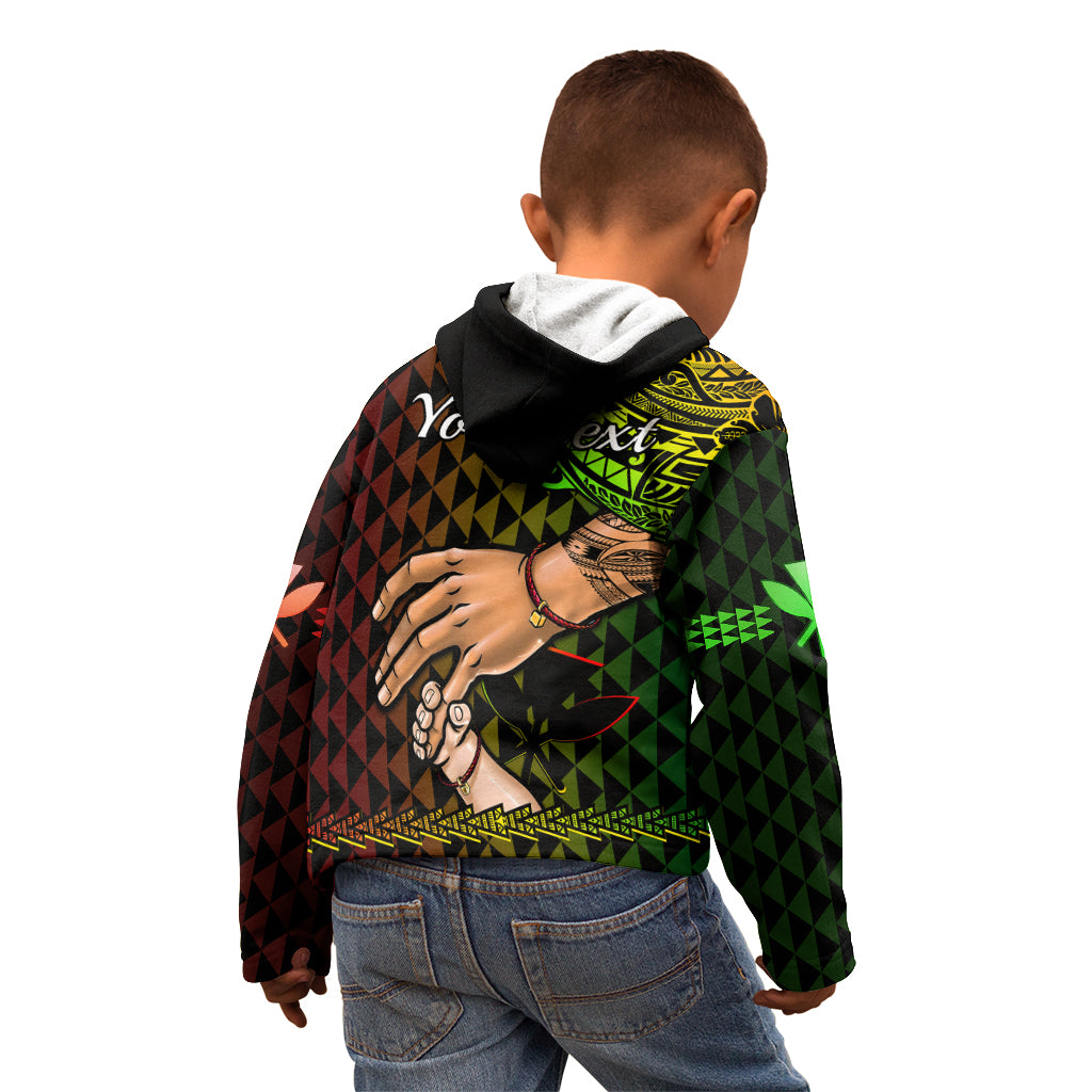 Personalised Father Day Hawaii Kid Hoodie Kanaka Kakau Hauoli La Makuakane LT14 - Polynesian Pride