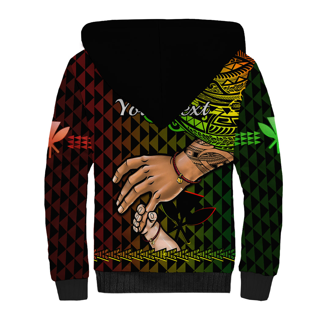 Personalised Father Day Hawaii Sherpa Hoodie Kanaka Kakau Hauoli La Makuakane LT14 - Polynesian Pride