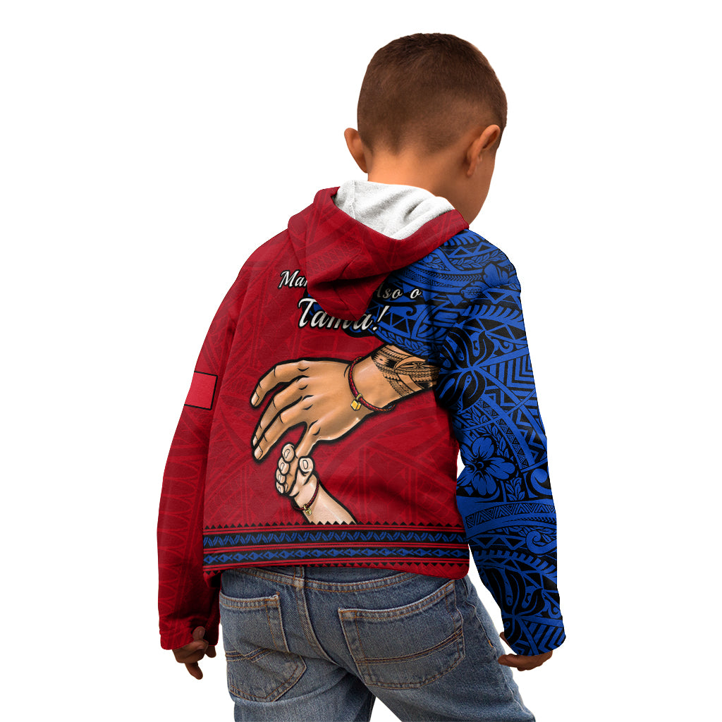 Polynesian Pride Father Day Samoa Kid Hoodie Manuia le Aso Sa o Tama Red Version LT14 - Polynesian Pride