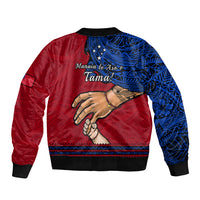 Polynesian Pride Father Day Samoa Sleeve Zip Bomber Jacket Manuia le Aso Sa o Tama Red Version LT14 - Polynesian Pride
