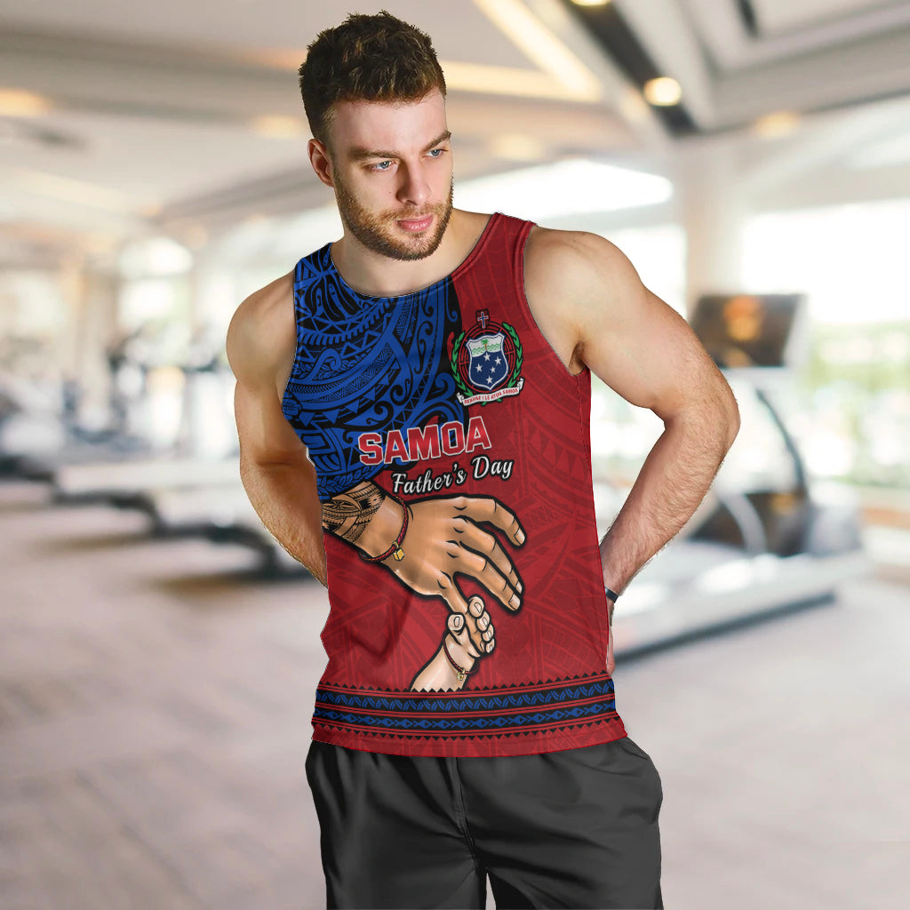 Personalised Father Day Samoa Men Tank Top Manuia le Aso Sa o Tama Red Version LT14 - Polynesian Pride