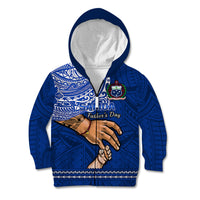 Personalised Father Day Samoa Kid Hoodie Manuia le Aso Sa o Tama Blue Version LT14 Zip Hoodie Blue - Polynesian Pride