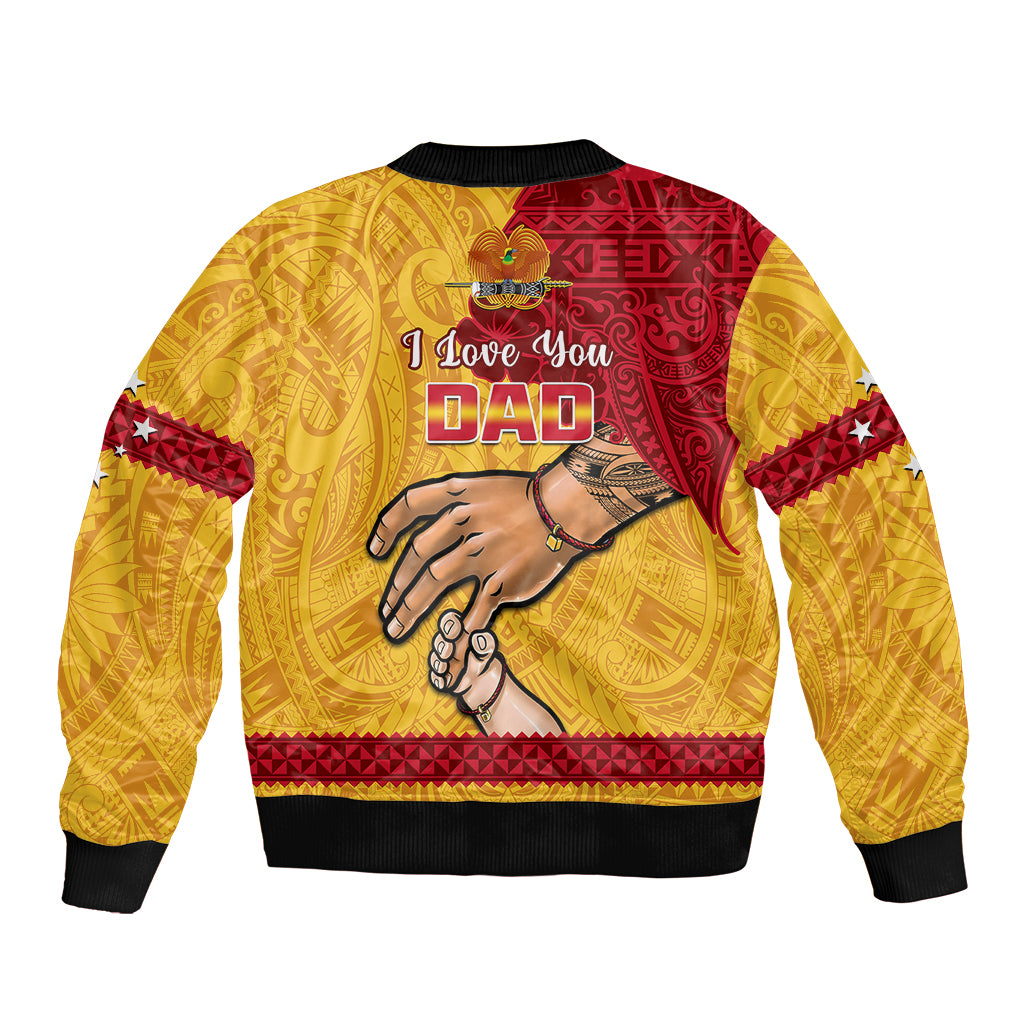 Polynesian Pride Father Day Papua New Guinea Sleeve Zip Bomber Jacket PNG I Love You Dad Yellow Version LT14 - Polynesian Pride