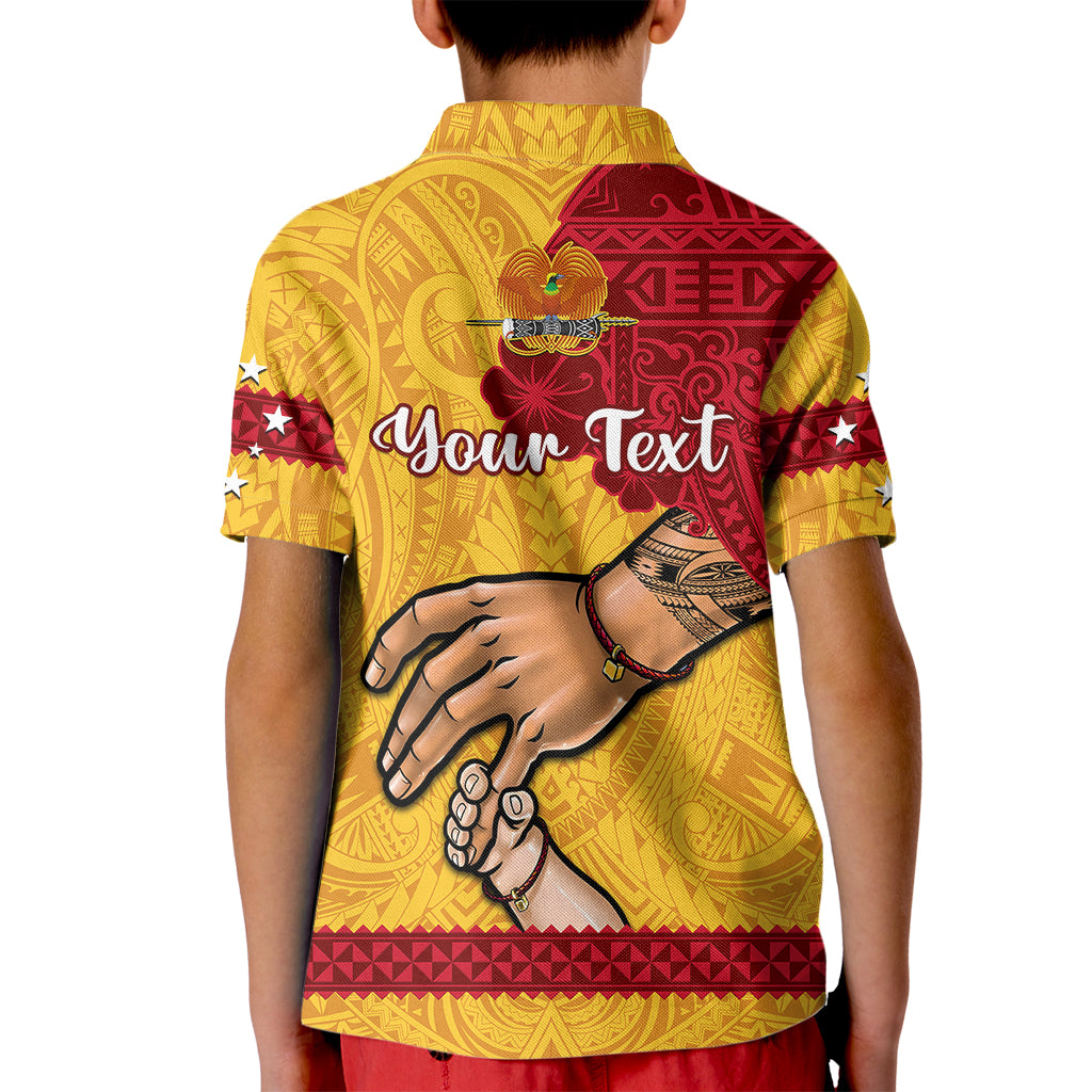 Personalised Father Day Papua New Guinea Kid Polo Shirt PNG I Love You Dad Yellow Version LT14 - Polynesian Pride