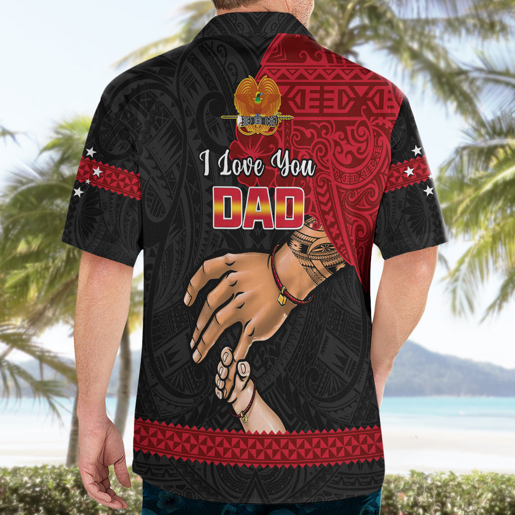Polynesian Pride Father Day Papua New Guinea Hawaiian Shirt PNG I Love You Dad Black Version LT14 - Polynesian Pride