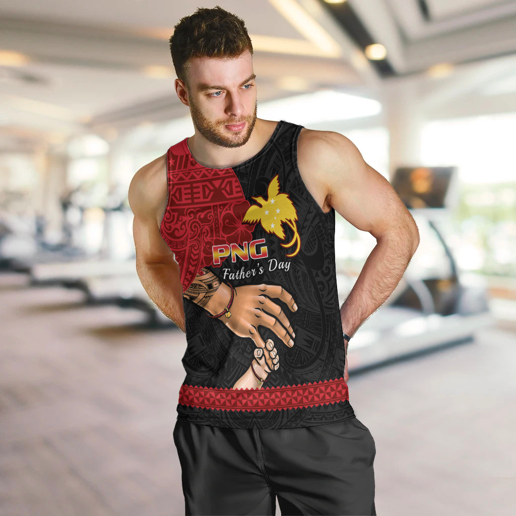 Personalised Father Day Papua New Guinea Men Tank Top PNG I Love You Dad Black Version LT14 - Polynesian Pride