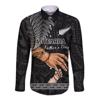 Polynesian Pride Father Day New Zealand Long Sleeve Button Shirt Aotearoa Maori Fern I Love You Dad LT14 Unisex Black - Polynesian Pride