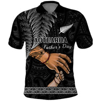 Polynesian Pride Father Day New Zealand Polo Shirt Aotearoa Maori Fern I Love You Dad LT14 Black - Polynesian Pride