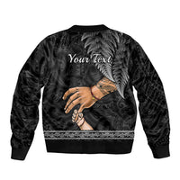 Personalised Father Day New Zealand Sleeve Zip Bomber Jacket Aotearoa Maori Fern I Love You Dad LT14 - Polynesian Pride