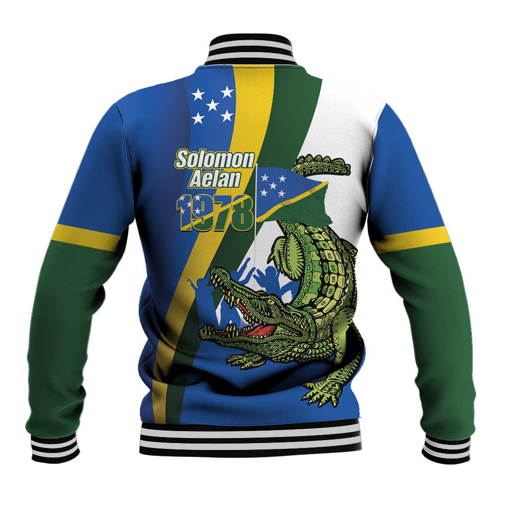 Solomon Islands Independence Day Baseball Jacket Happy 7 July Crocodile Flag Style