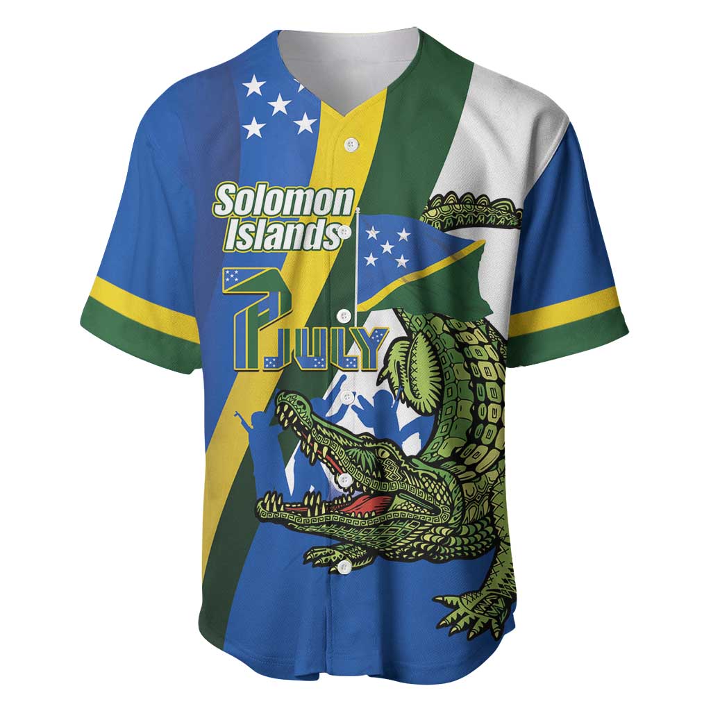 Solomon Islands Independence Day Baseball Jersey Happy 7 July Crocodile Flag Style