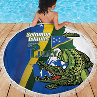 Solomon Islands Independence Day Beach Blanket Happy 7 July Crocodile Flag Style