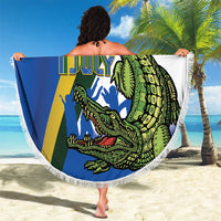 Solomon Islands Independence Day Beach Blanket Happy 7 July Crocodile Flag Style
